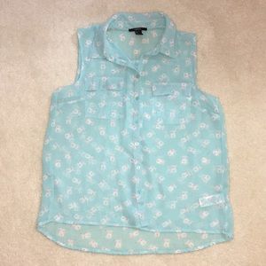 Forever 21 Bunny Pattern Button Up
